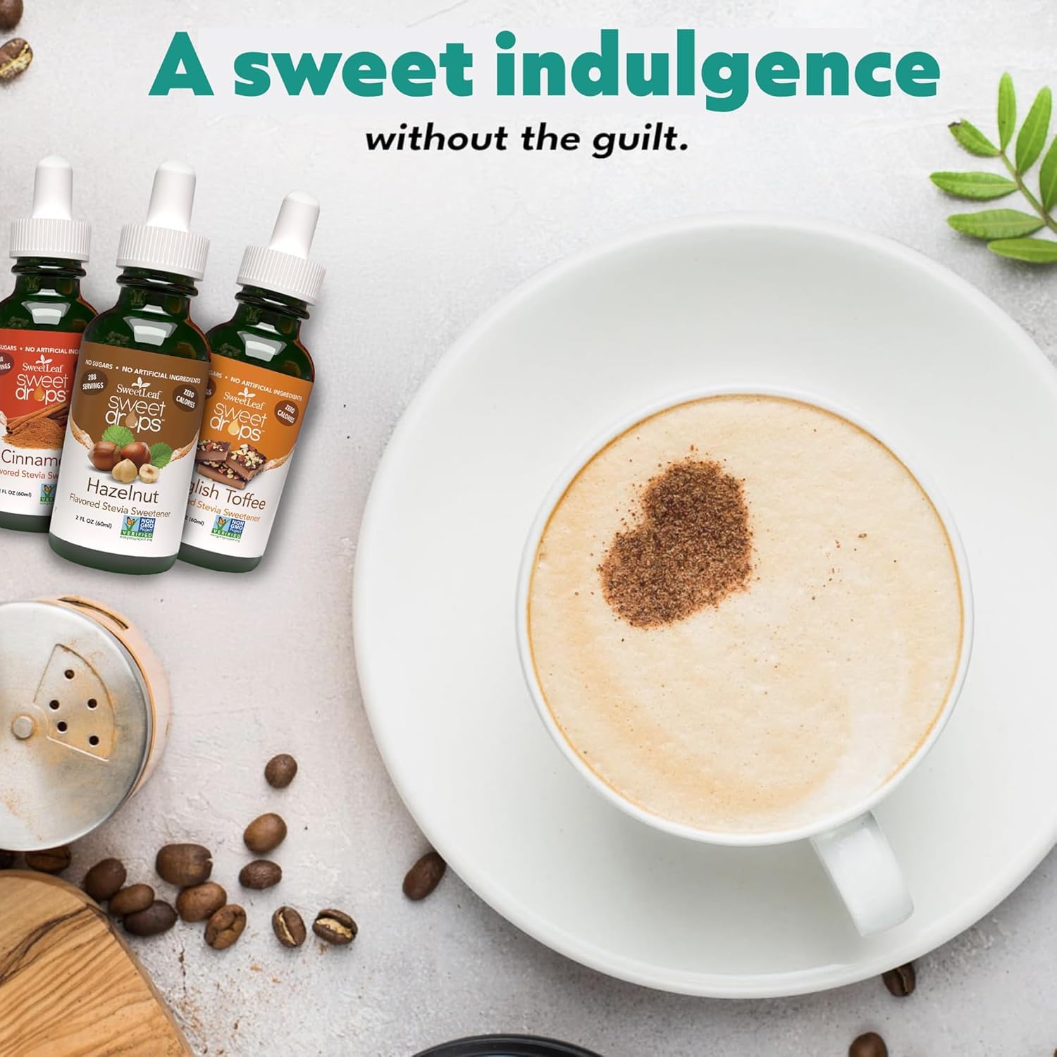 SweetLeaf bottle staged with raspberries and chocolate to highlight flavor pairing benefits