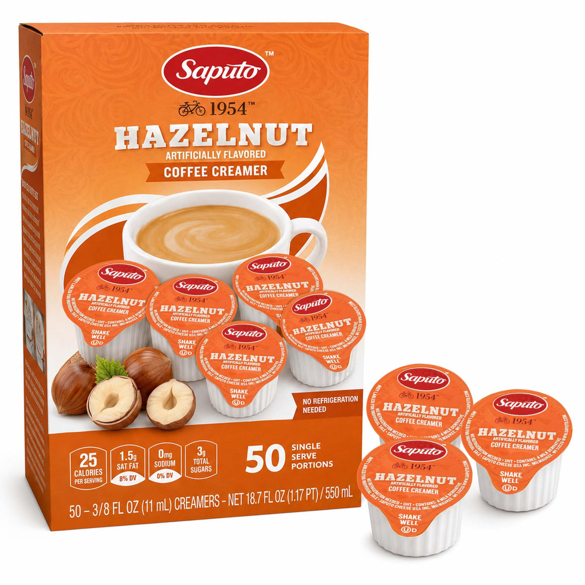 Sweetmo front packaging showing 50-count hazelnut creamer pack for easy stocking