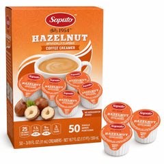 Sweetmo front packaging showing 50-count hazelnut creamer pack for easy stocking