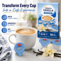 Sweetmo creamer pouring into a hot cup of coffee for quick, mess-free flavor boost
