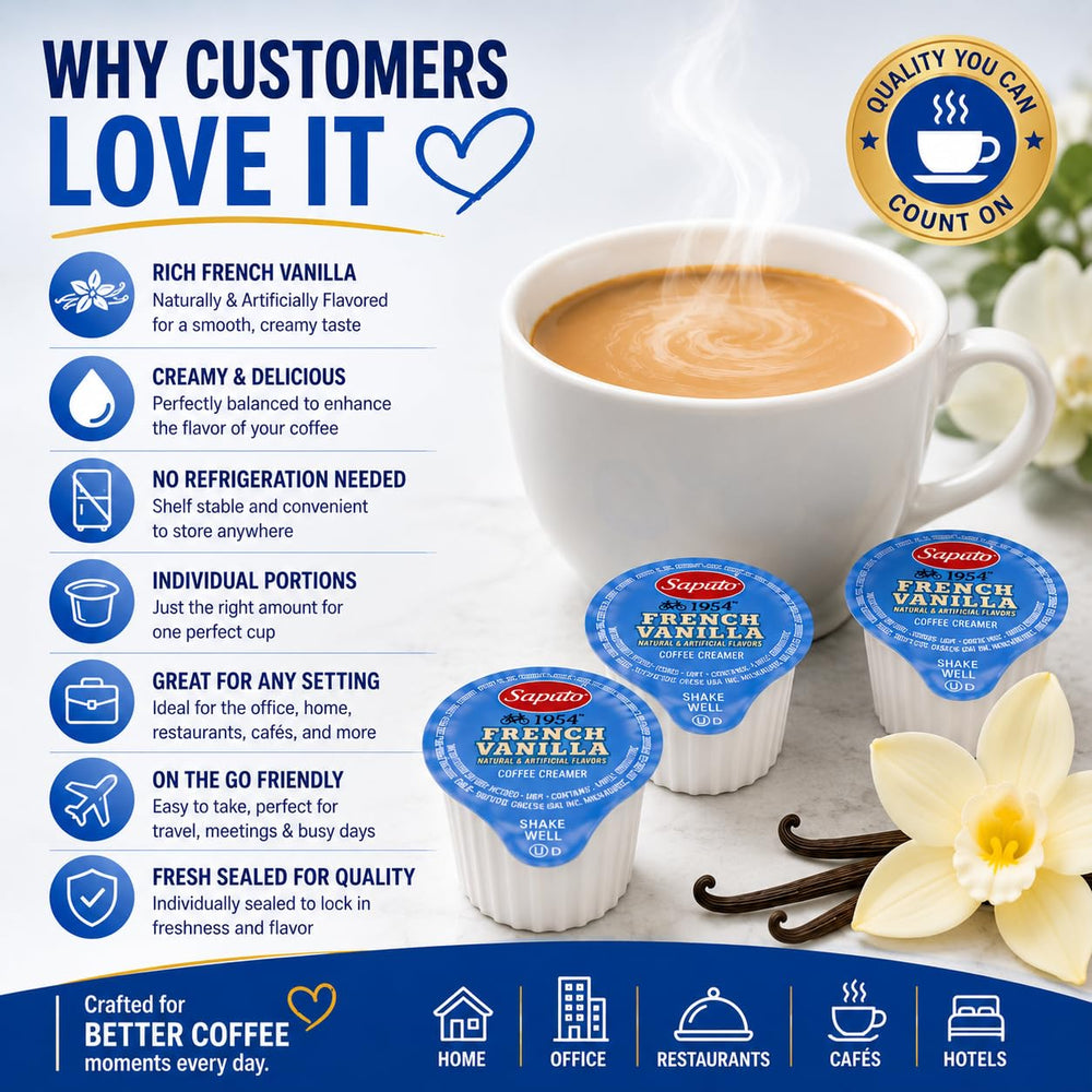 Sweetmo tray of creamer cups in office breakroom offering tidy hospitality serving
