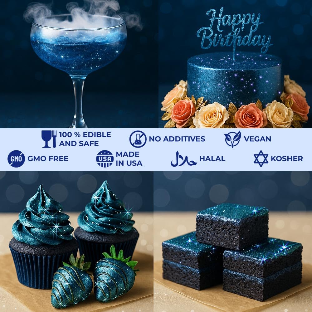 Sweets & Treats Boutique glitter on cake detail offering dramatic metallic finish benefit