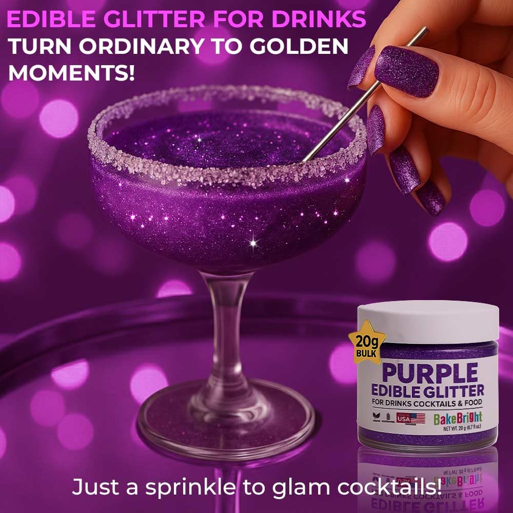 Sweets & Treats Boutique close-up texture of purple edible glitter showing fine shimmer