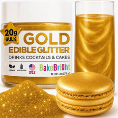 Sweets & Treats Boutique front jar view showing premium gold edible glitter packaging benefit shine