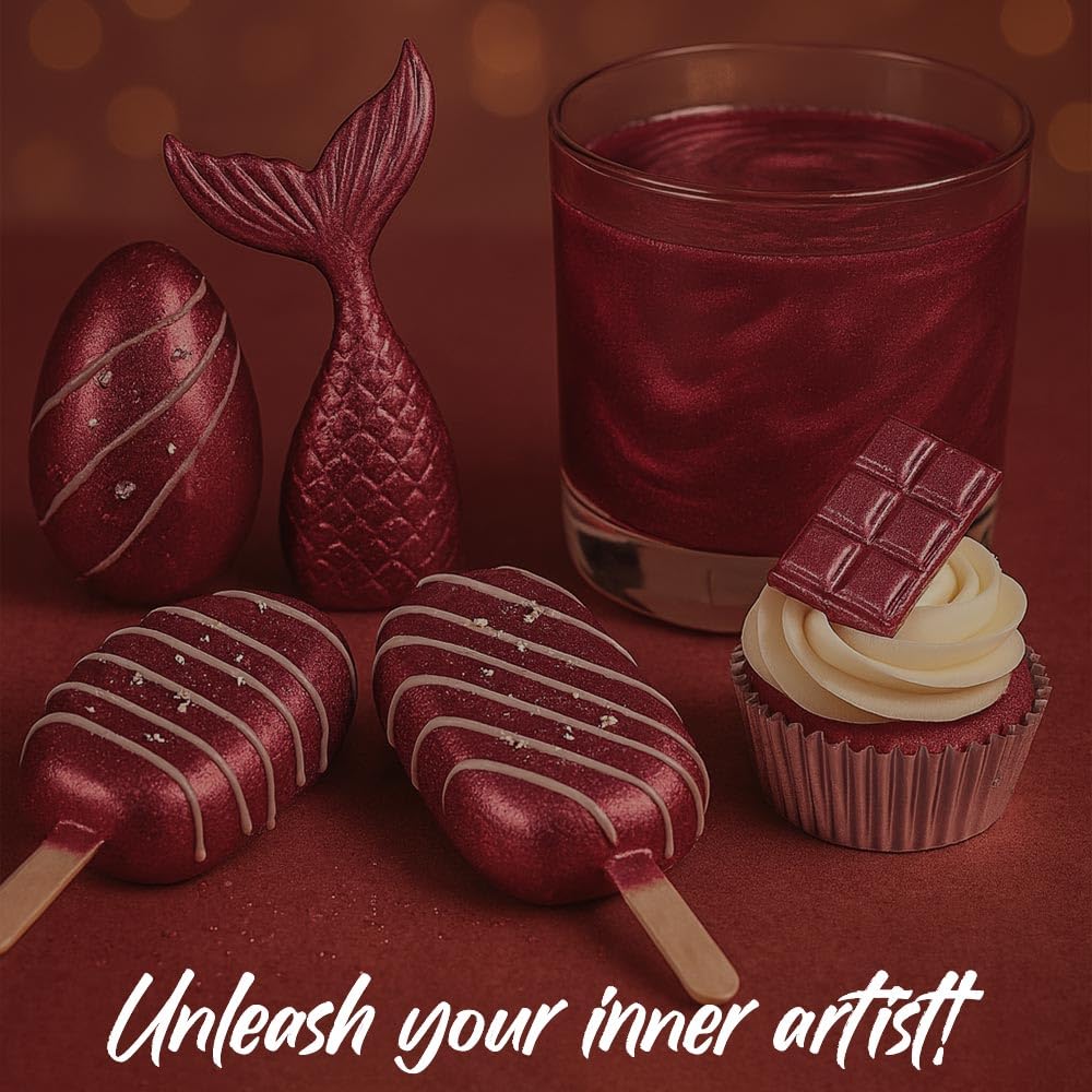 Sweets & Treats Boutique brush applying red luster dust giving precise decorative control