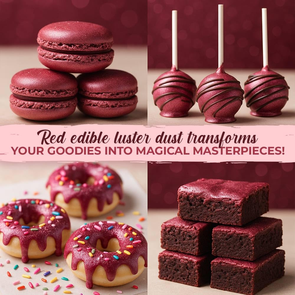Sweets & Treats Boutique cupcakes finished with red shimmer for eye-catching desserts