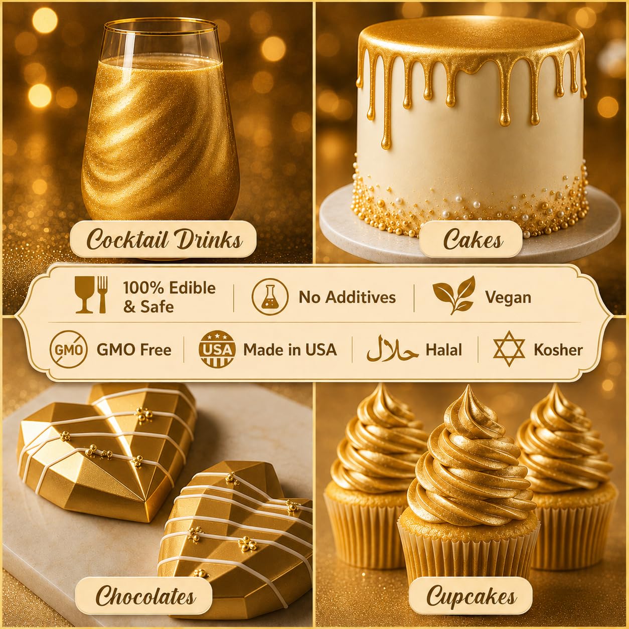 Sweets & Treats Boutique using a brush to apply gold dust for precise cake decorating