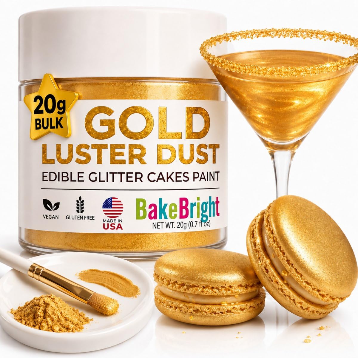 Sweets & Treats Boutique front jar view showing 20g gold dust and label benefit presentation