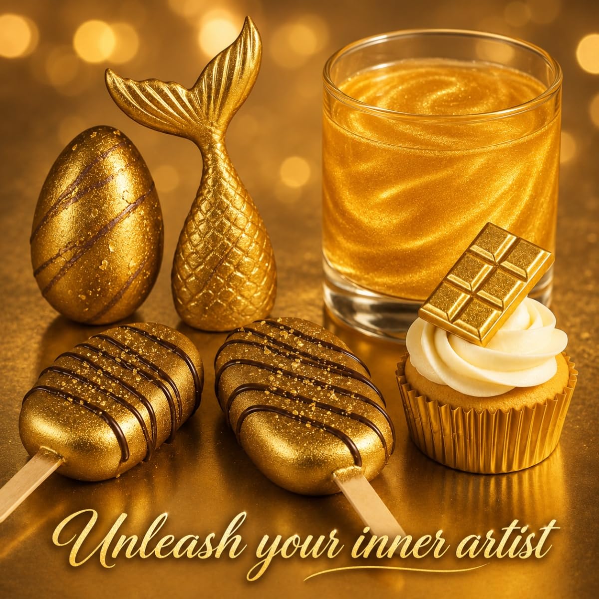 Sweets & Treats Boutique shimmering gold dust floating in cocktail adding visual wow