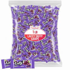 SWEETSIDE CANDY CO. front packaging showing 1 lb bulk grape taffy, convenient and colorful