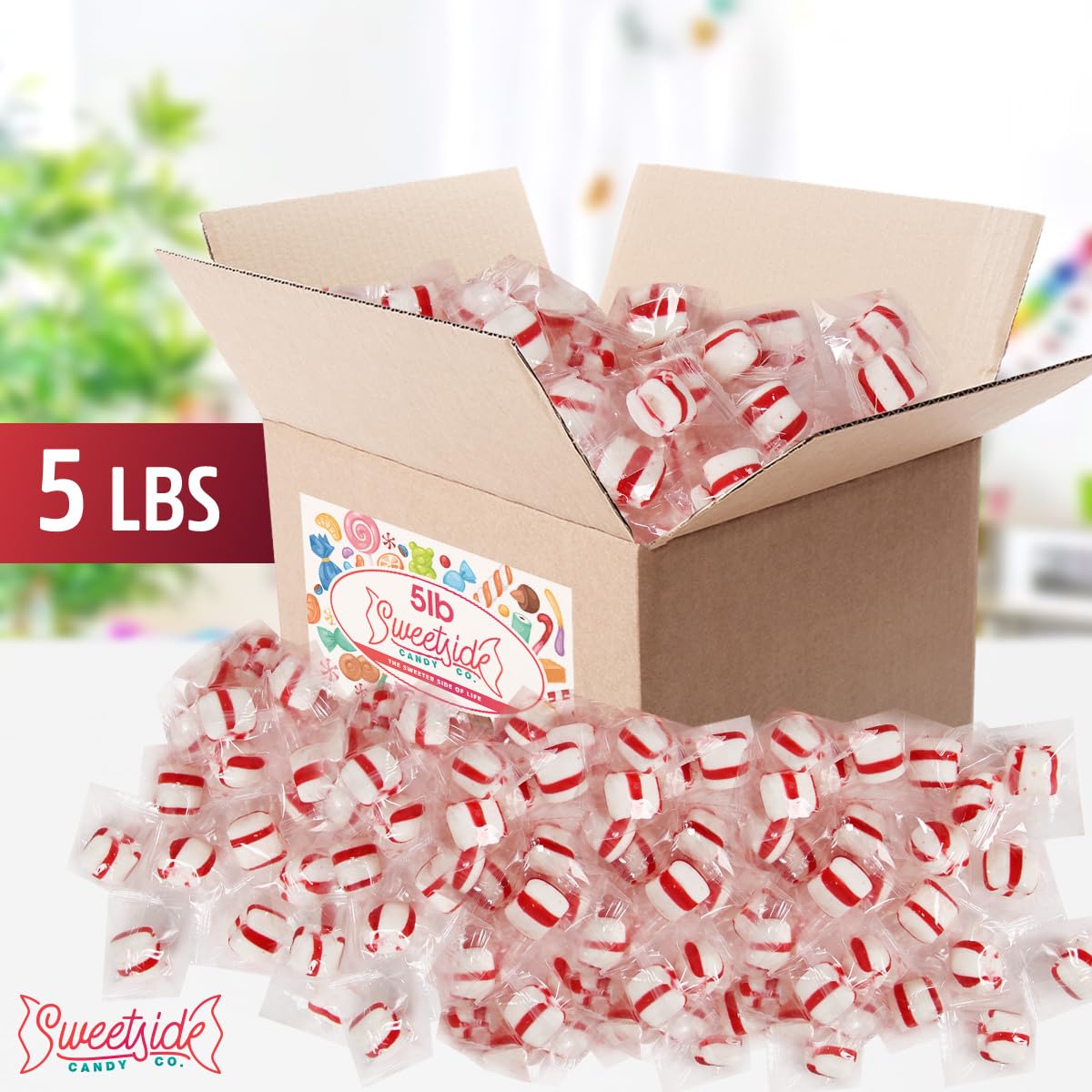 SWEETSIDE CANDY CO. close-up of individually wrapped mint for hygiene