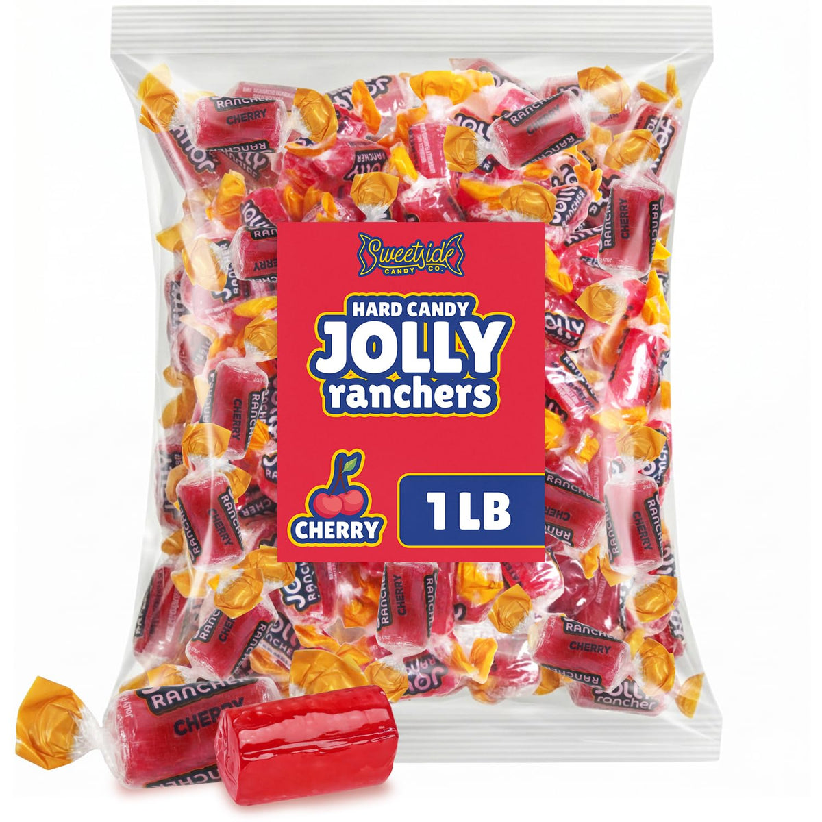 SWEETSIDE CANDY CO. front packaging showing one-pound cherry bag for quick identification