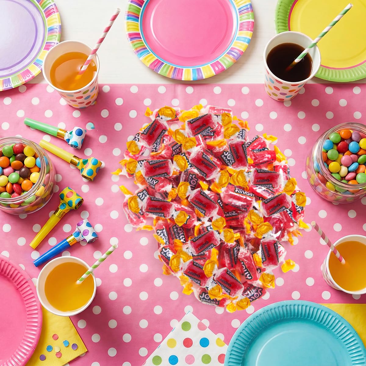 SWEETSIDE CANDY CO. party favors filled with cherry candies showing easy event prep