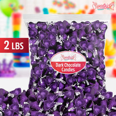 SWEETSIDE CANDY CO. bowl of purple-wrapped Kisses styled for party decor