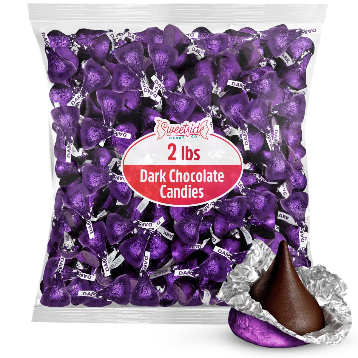 SWEETSIDE CANDY CO. front packaging showcasing 2 lb bulk and purple foil appeal