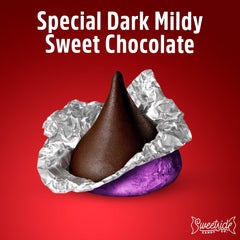 SWEETSIDE CANDY CO. unwrapped dark chocolate Kiss revealing smooth texture and taste
