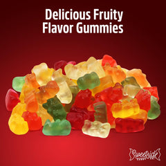 SWEETSIDE CANDY CO. open bag with gummies scattered illustrating portion size