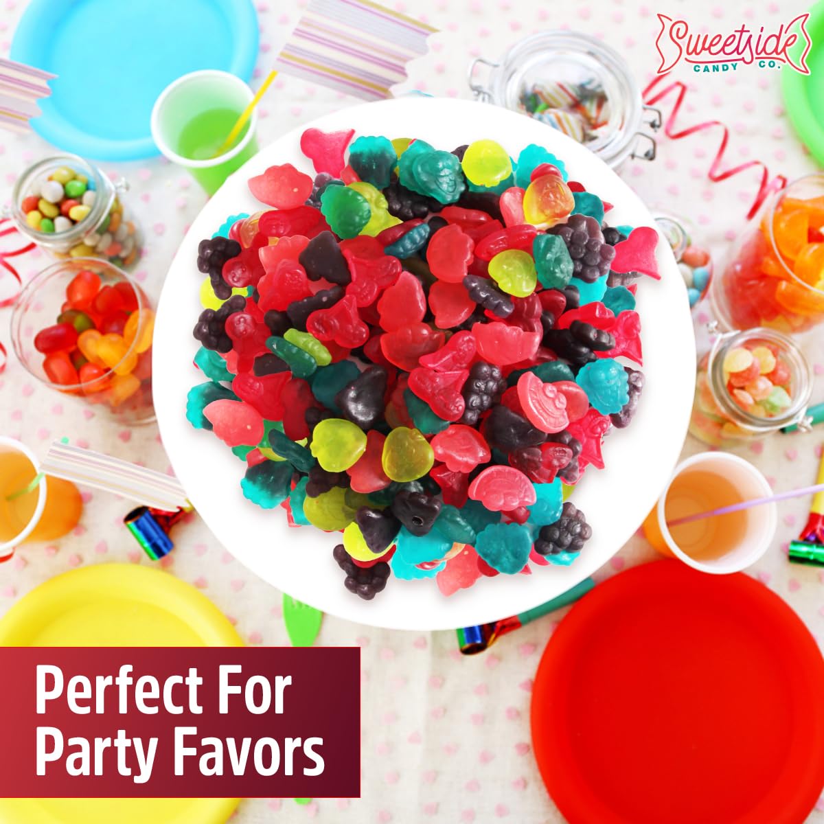 SWEETSIDE CANDY CO. hand holding gummies demonstrates piece size