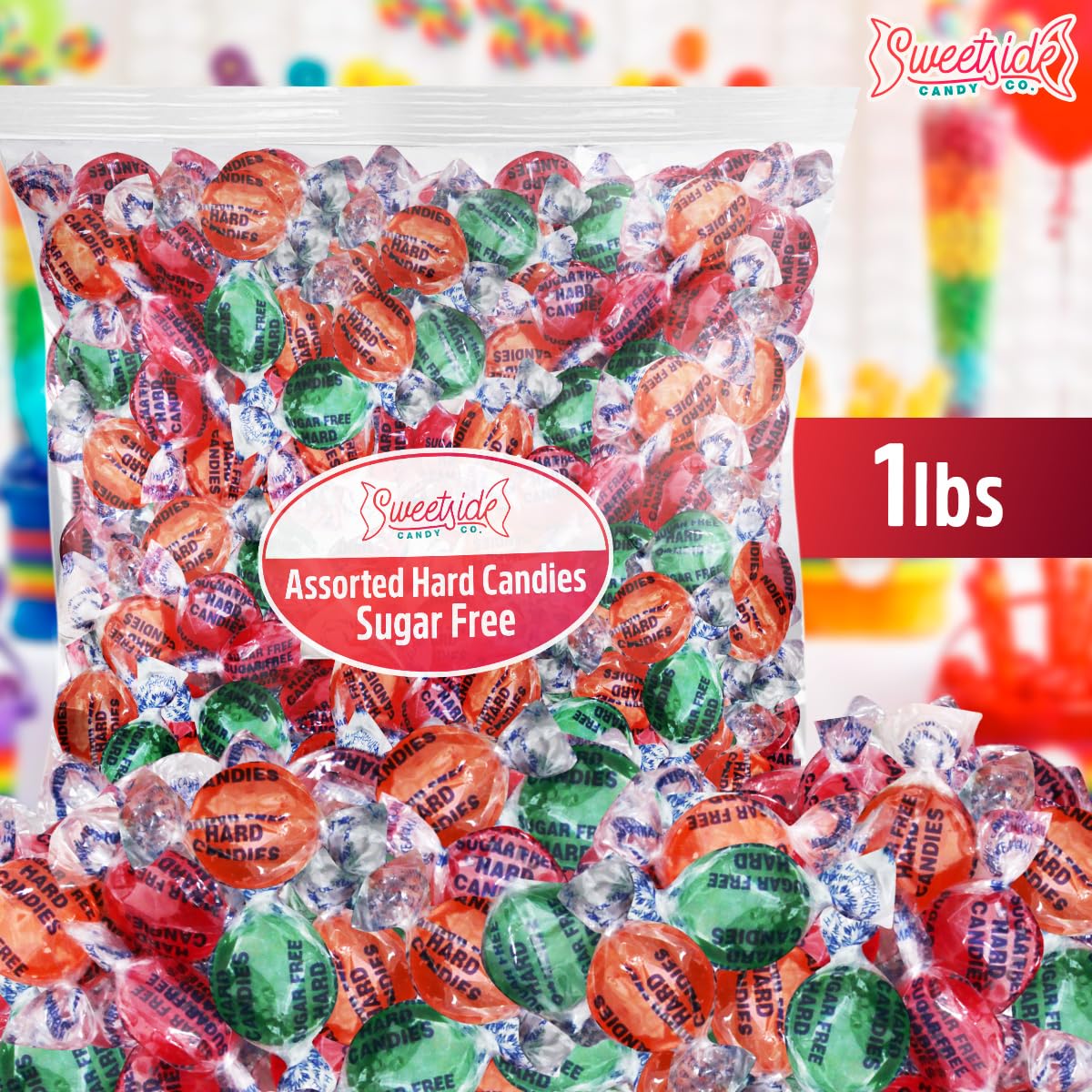 SWEETSIDE individually wrapped candies spread to show hygienic single-serve convenience