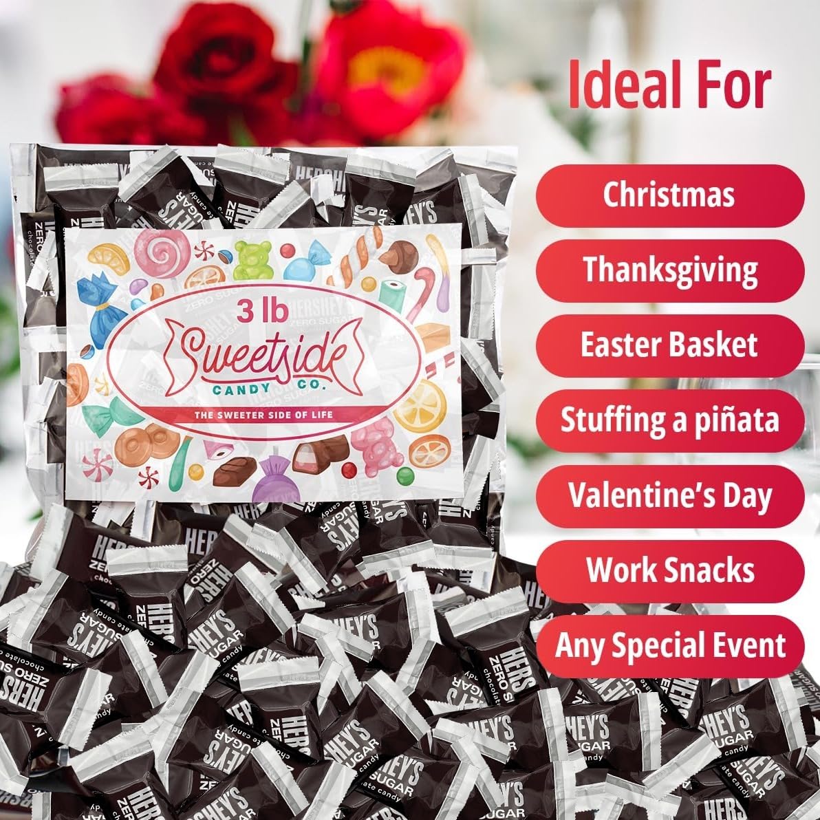 SWEETSIDE CANDY CO. label and ingredient panel close-up clarifying sugar-free formulation