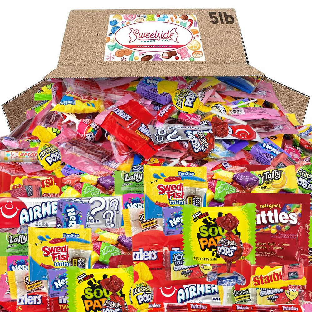SWEETSIDE CANDY CO. front packaging showing 5 lb bag and branding benefits sharing