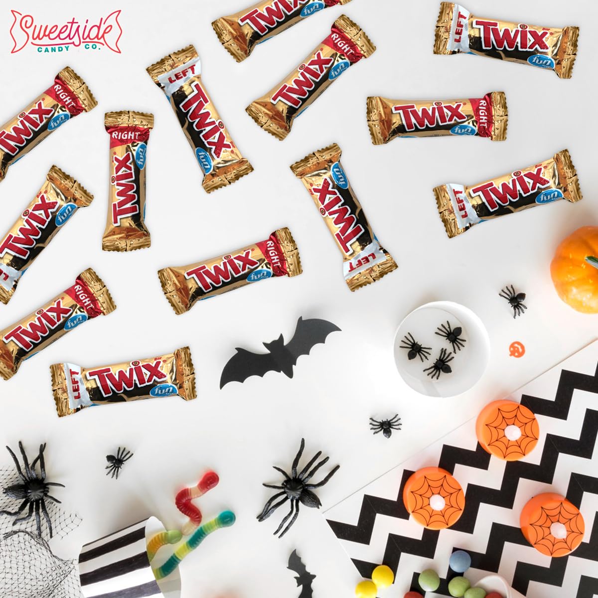 SWEETSIDE CANDY CO. bowl of Twix minis displayed for a party offering quick treats