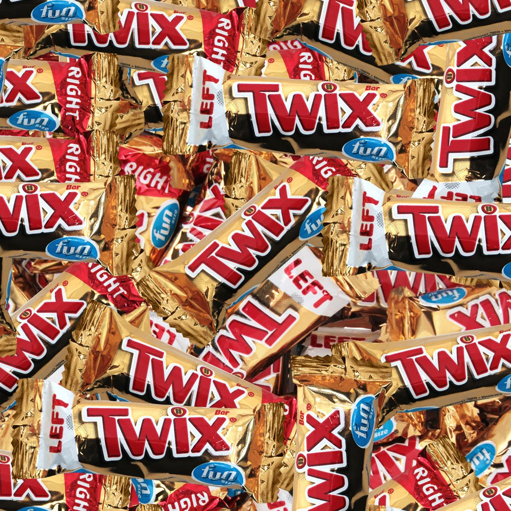 SWEETSIDE CANDY CO. Left and Right Twix minis side-by-side for novelty and variety