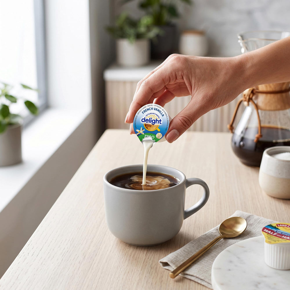 SWEETSIDE CANDY CO. creamer pouring into coffee creating smooth blend