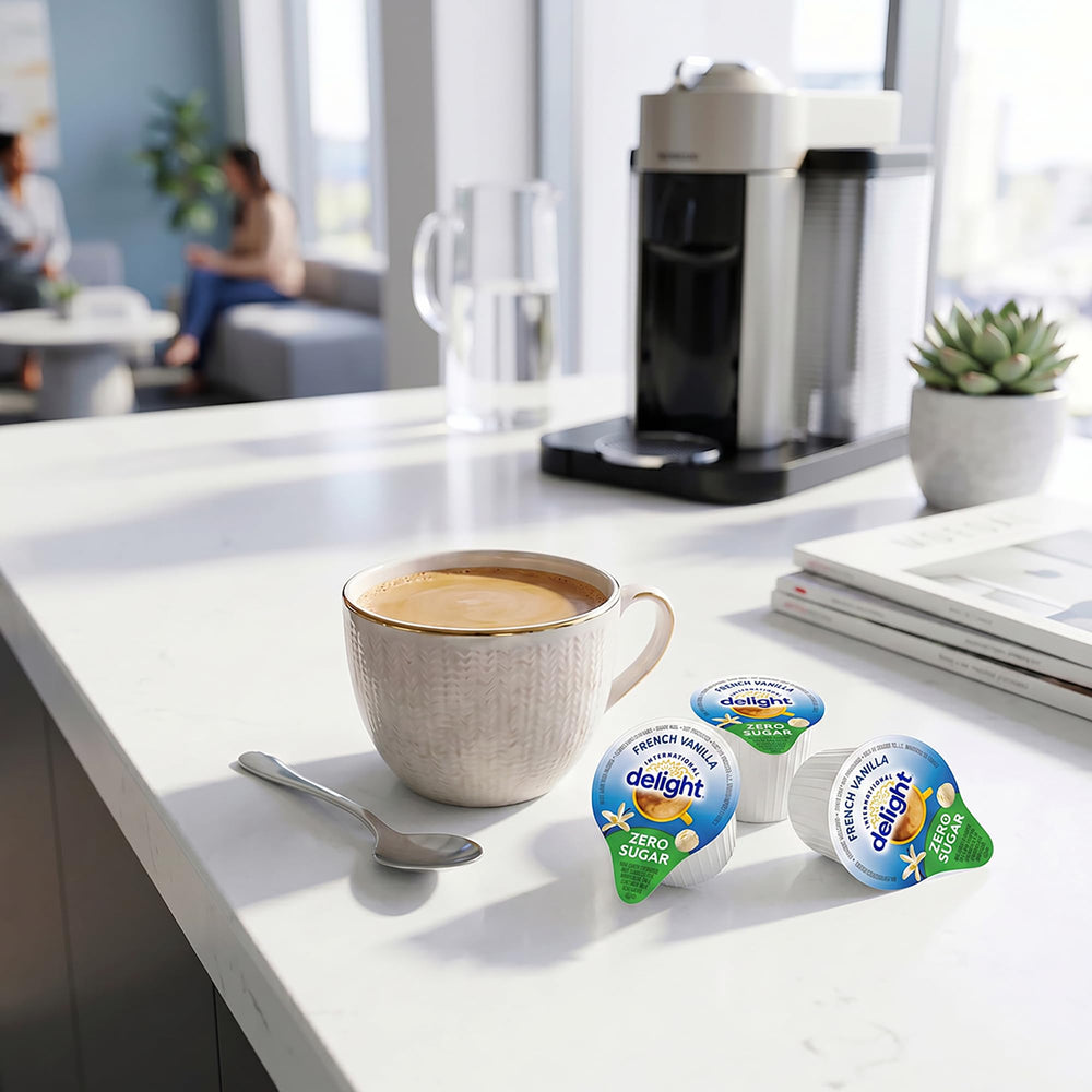 SWEETSIDE CANDY CO. creamer next to a coffee mug showing portion size