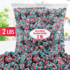 Close-up of gummy clusters texture highlighting SWEETSIDE CANDY CO. crunchy coating and chewy center benefit
