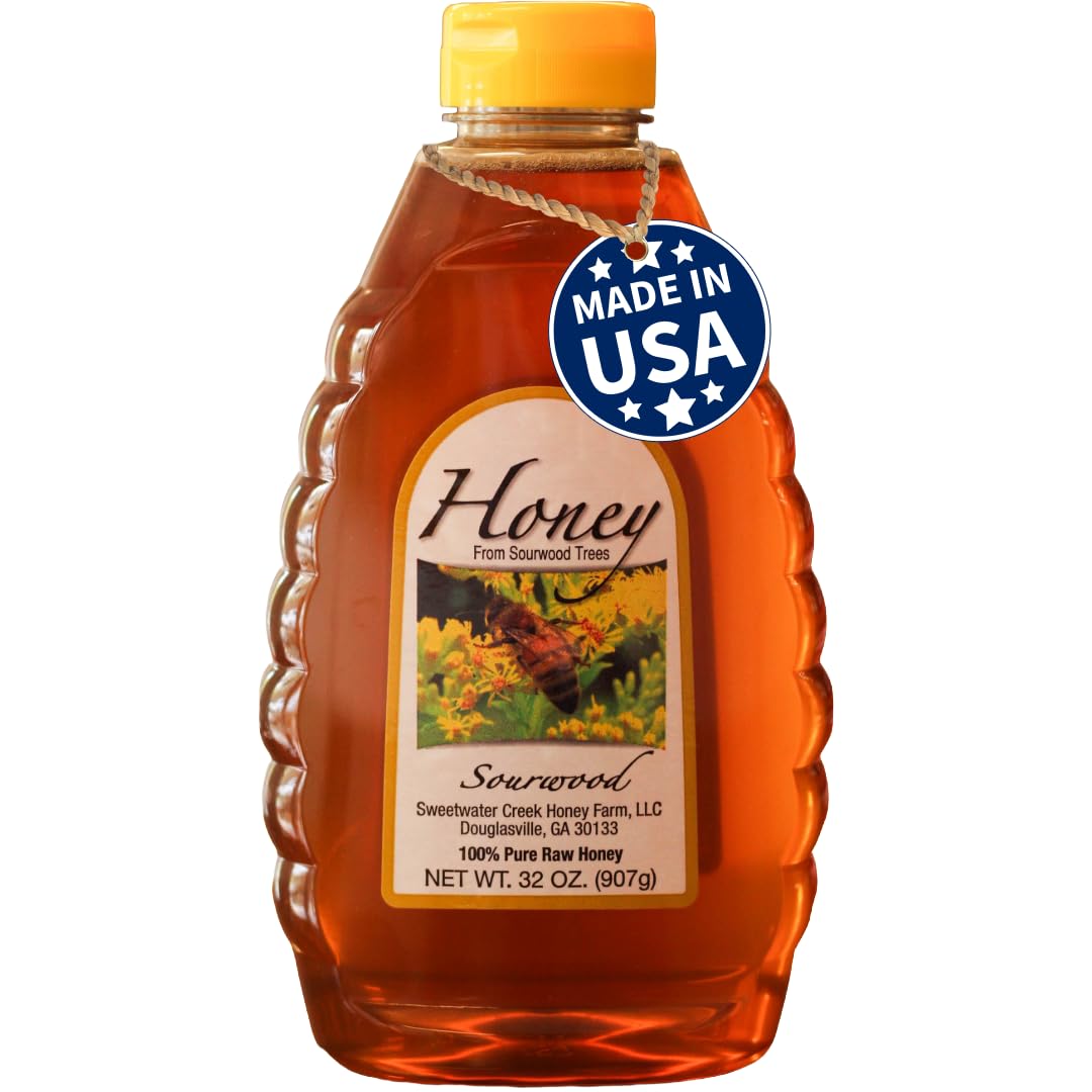 Sweetwater Creek Honey Farm front jar view showing pure sourwood honey benefit traceability