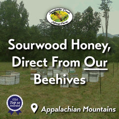 Sweetwater Creek Honey Farm open 32oz jar top view showing natural raw texture