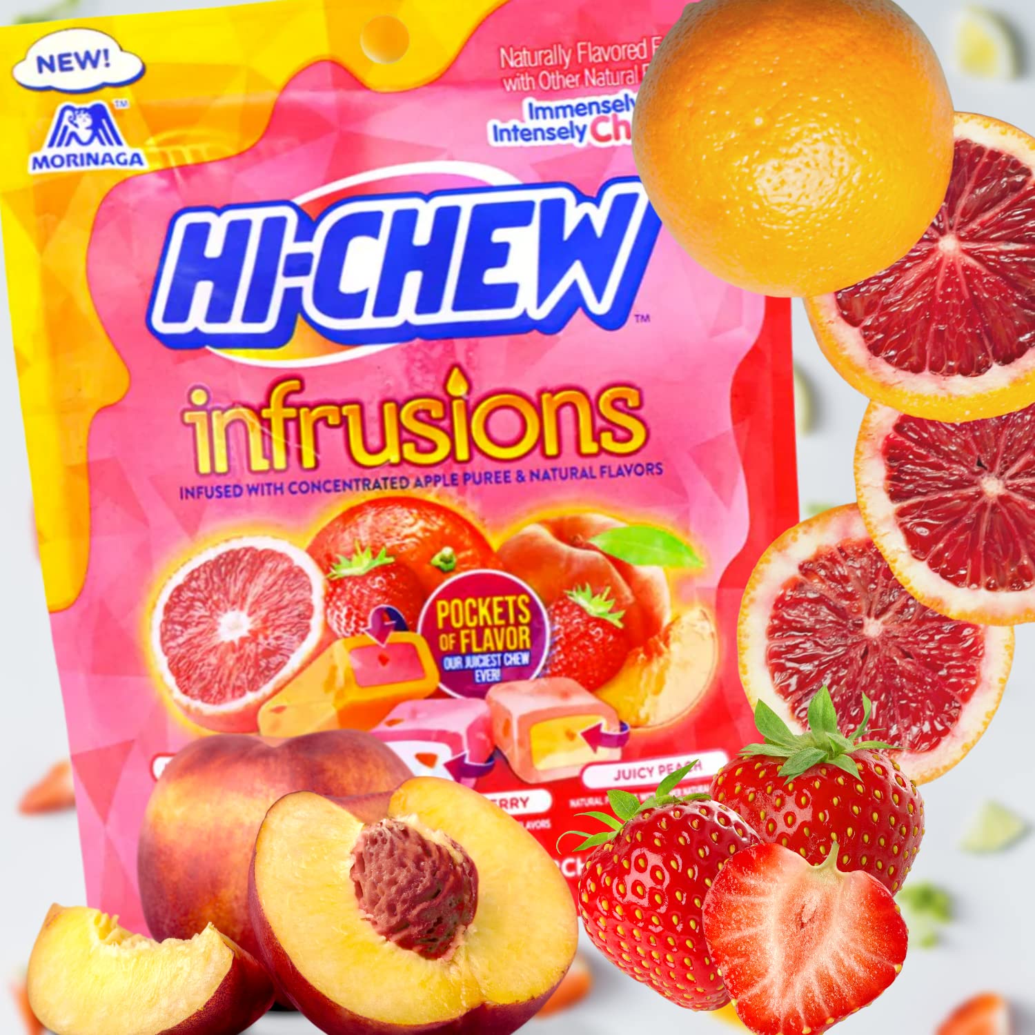 Sweetzo close-up of chew texture highlighting juicy soft chew benefit