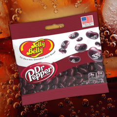 Sweetzo close-up of Dr. Pepper jelly beans highlighting realistic soda flavor