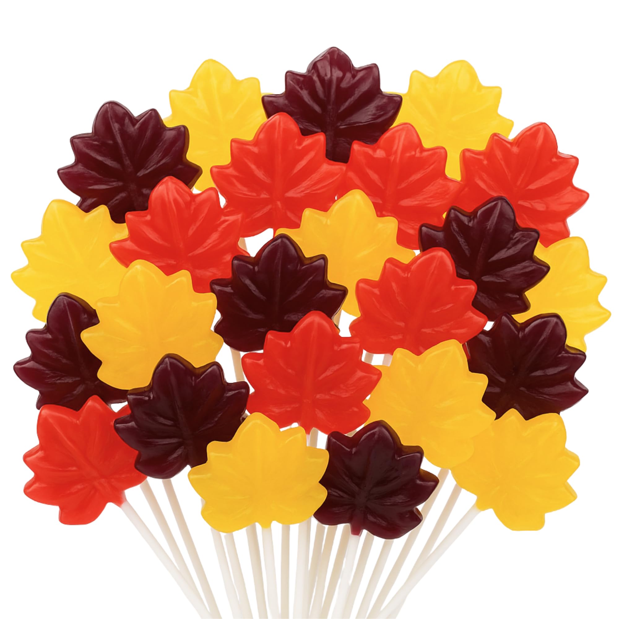 Sweetzo front packaging showing 24 autumn leaf lollipops, festive look