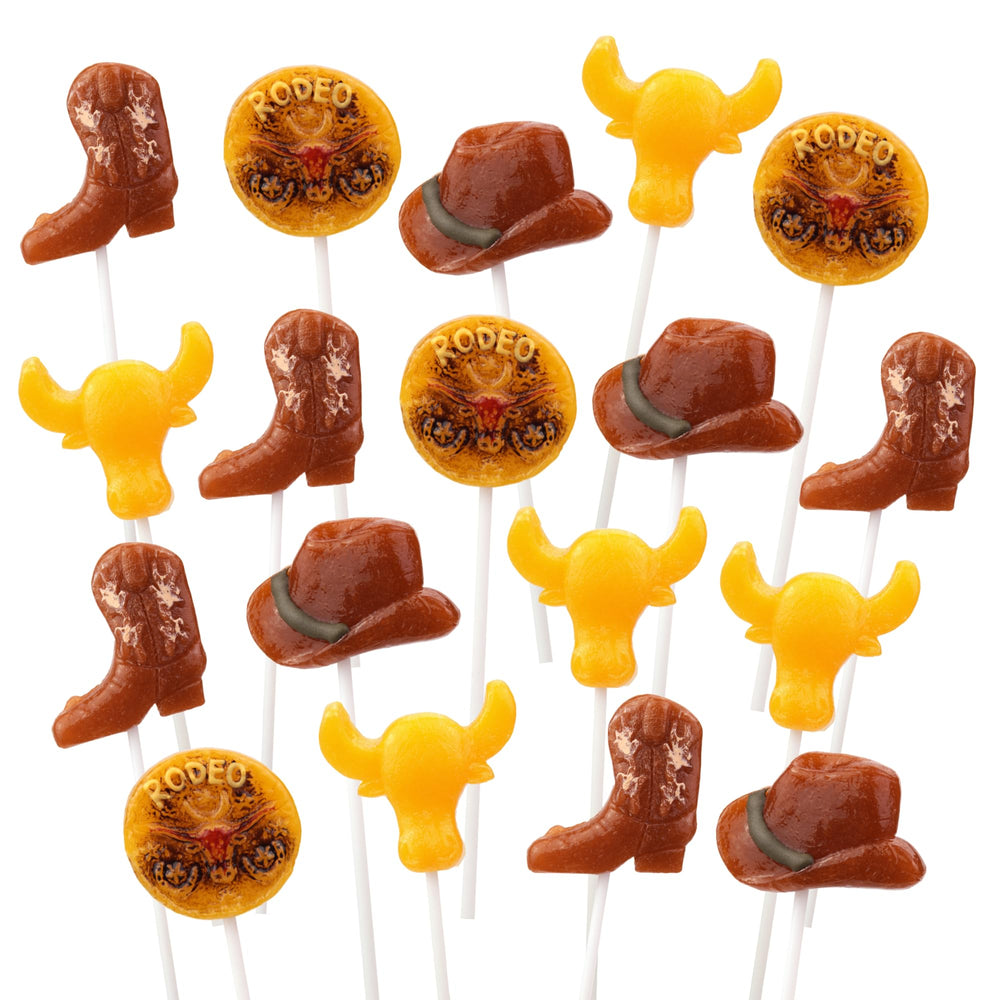 Sweetzo lollipops displayed on a candy buffet for western-themed tables