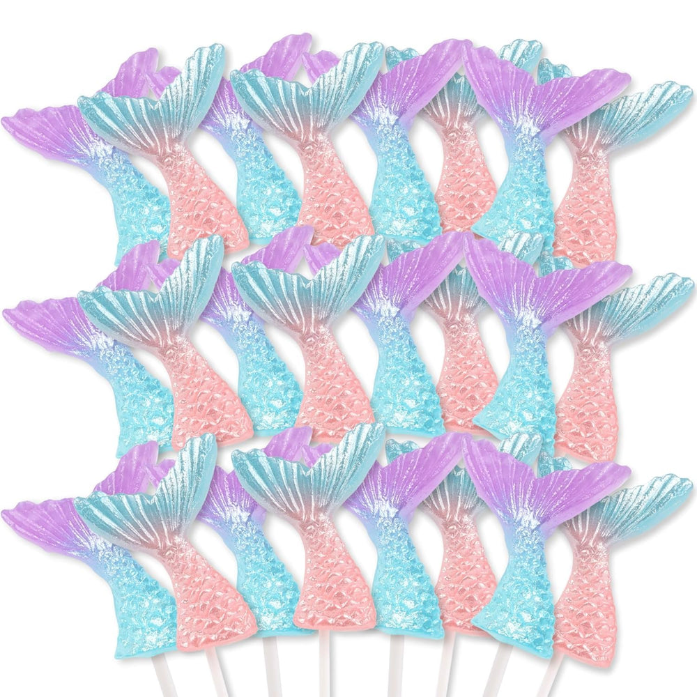 Sweetzo front packaging showing 24 mermaid tail lollipops and fresh benefits