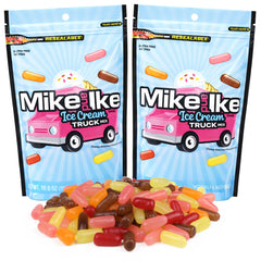 Sweetzo Mike and Ike front packaging showing resealable bag and colorful candies for easy serving