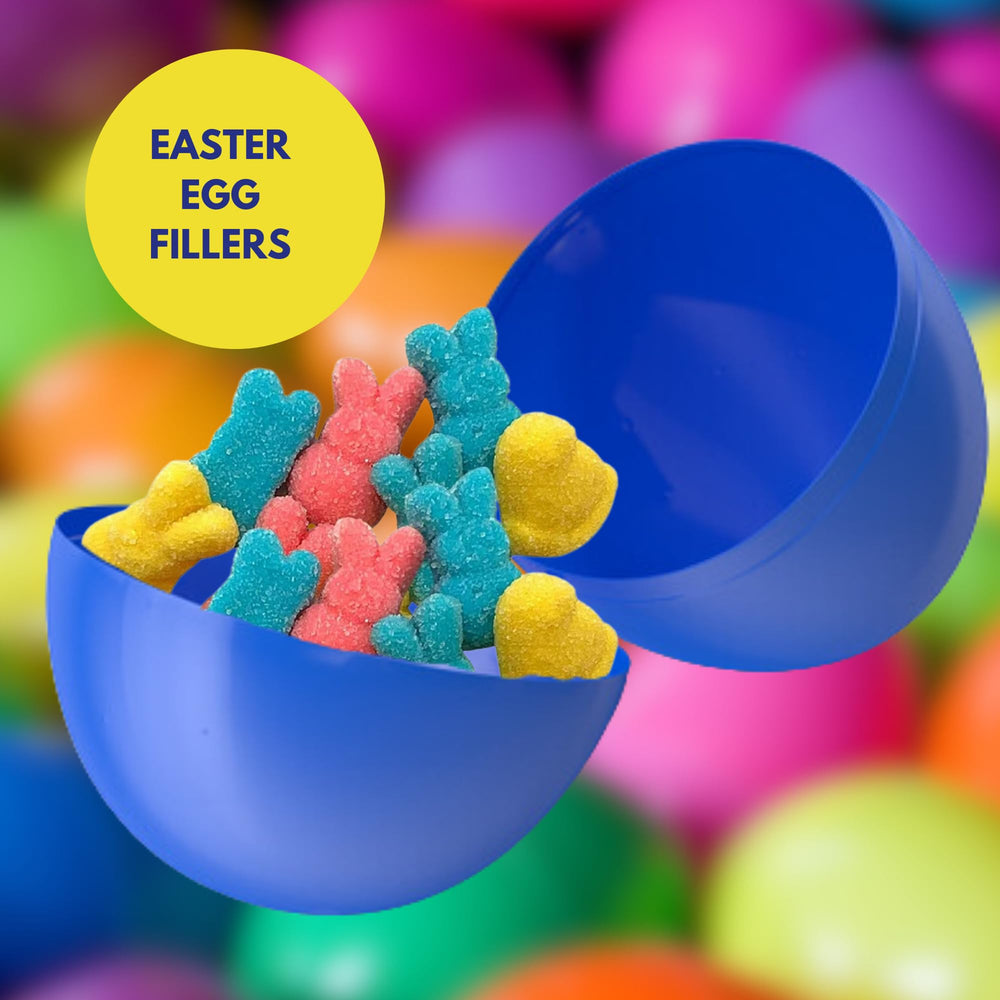 Sweetzo gummies beside a plastic egg to show portion size and easy stuffing
