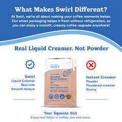 Swirl liquid texture close-up showing creamy consistency and richer mouthfeel