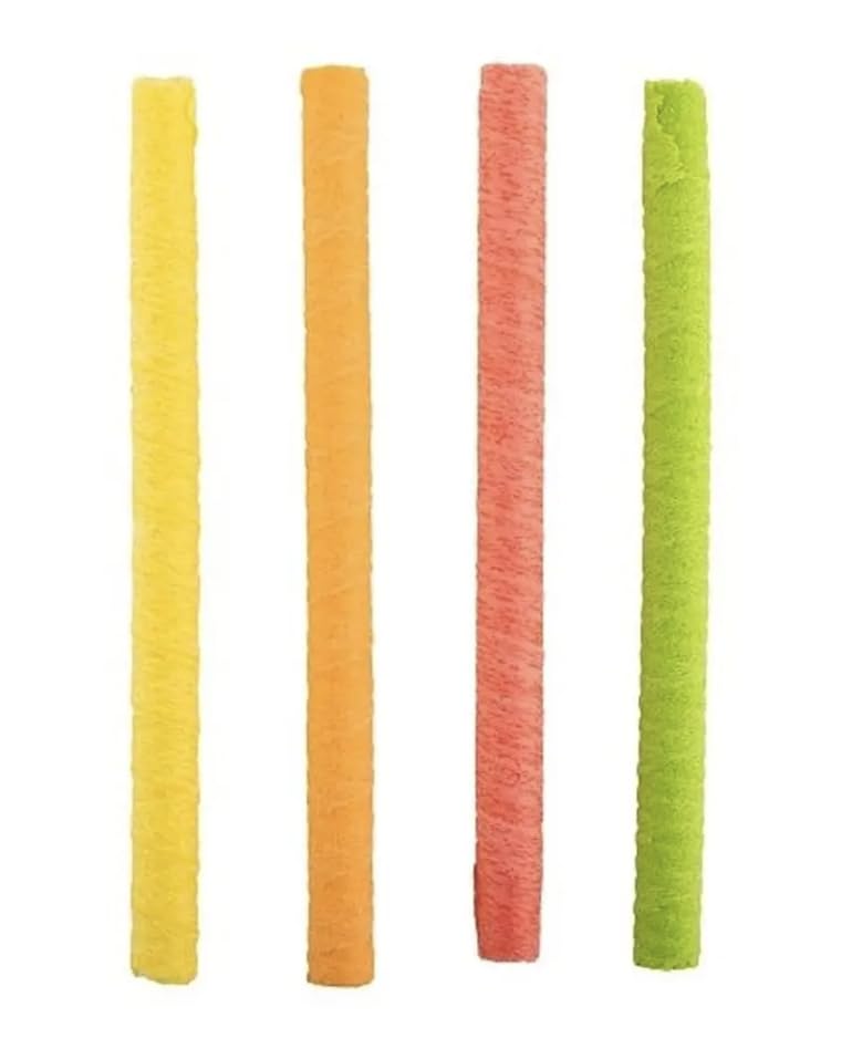 Swirlee Pop cereal straw texture detail emphasizing crunchy bright fruity taste
