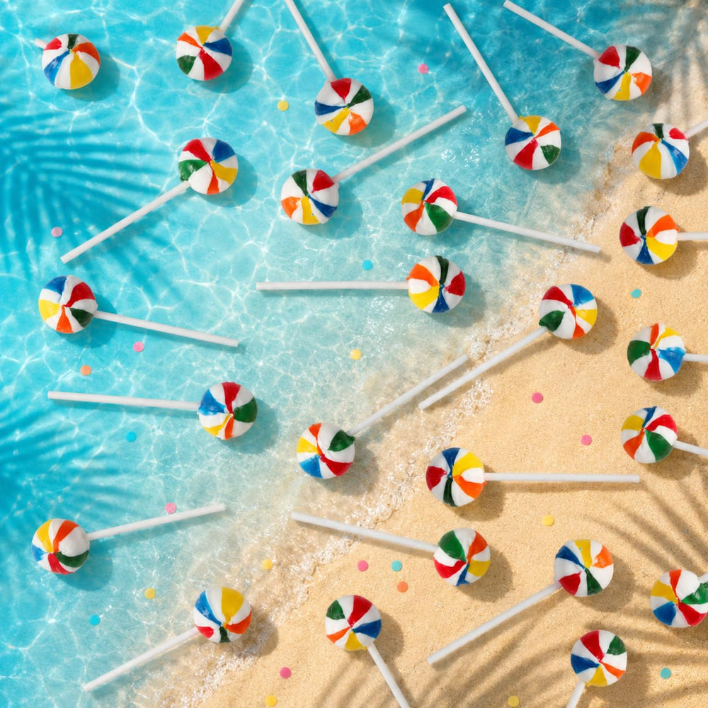 SWIRLEEY close-up of rainbow stripes highlighting vibrant colors