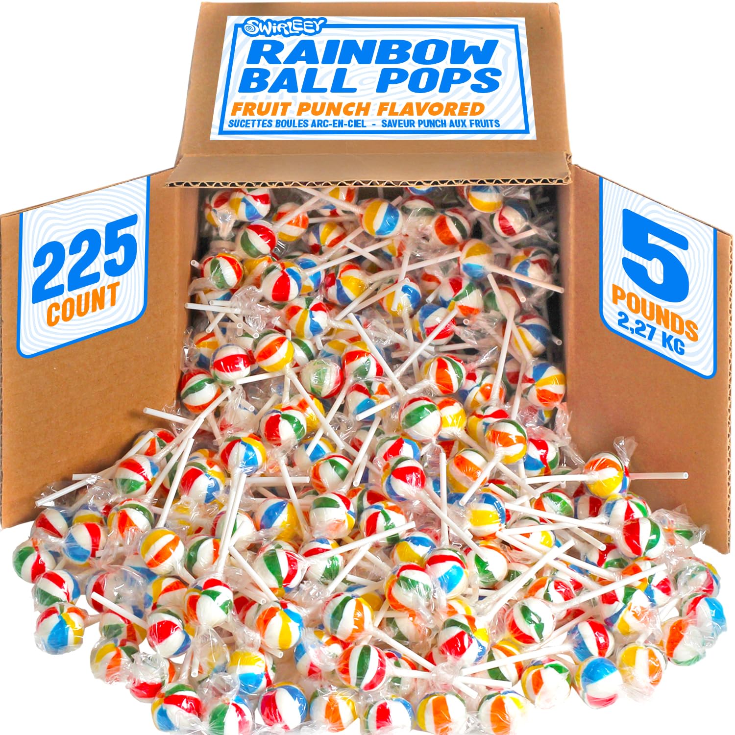 SWIRLEEY front packaging showing bulk 5 lb bag and colorful appeal