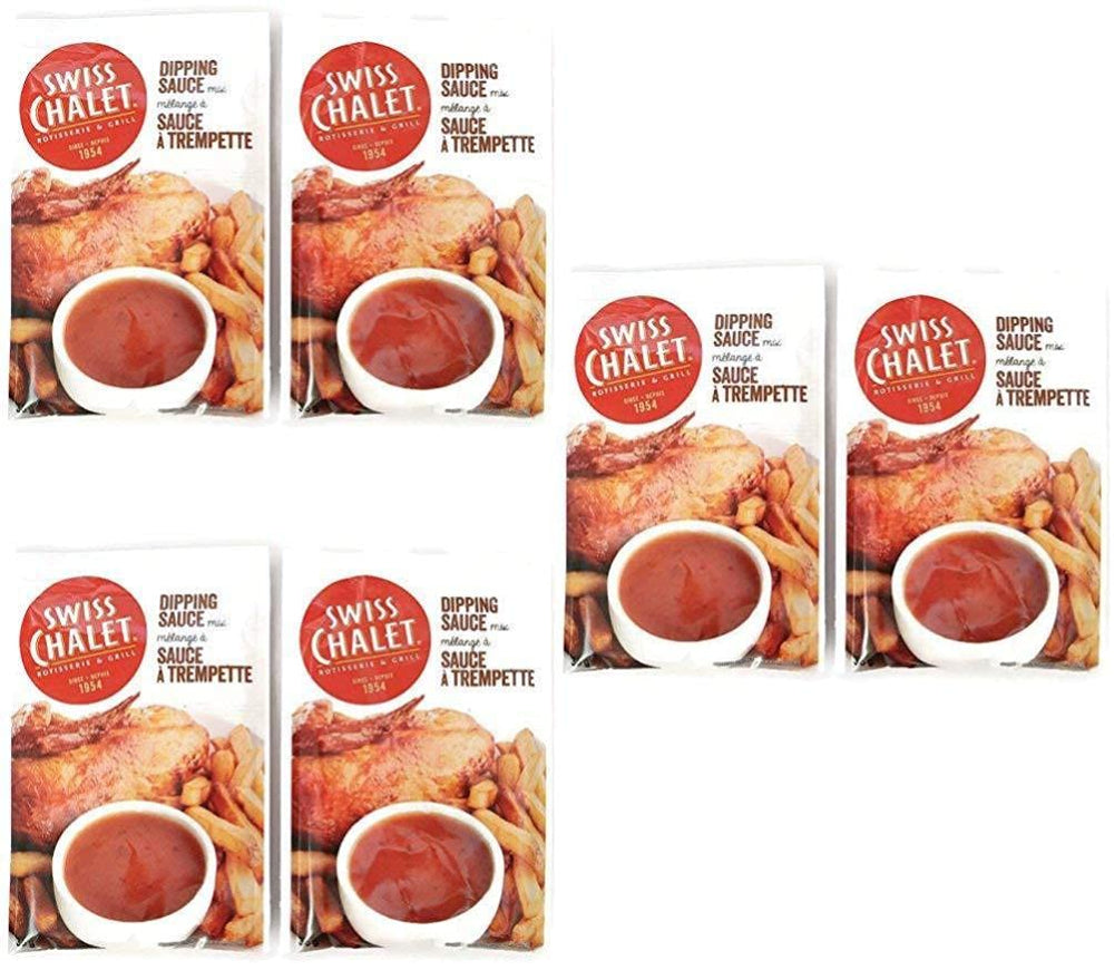 Swiss Chalet front packaging showing six 36g packets and brand label, clear portion sizing