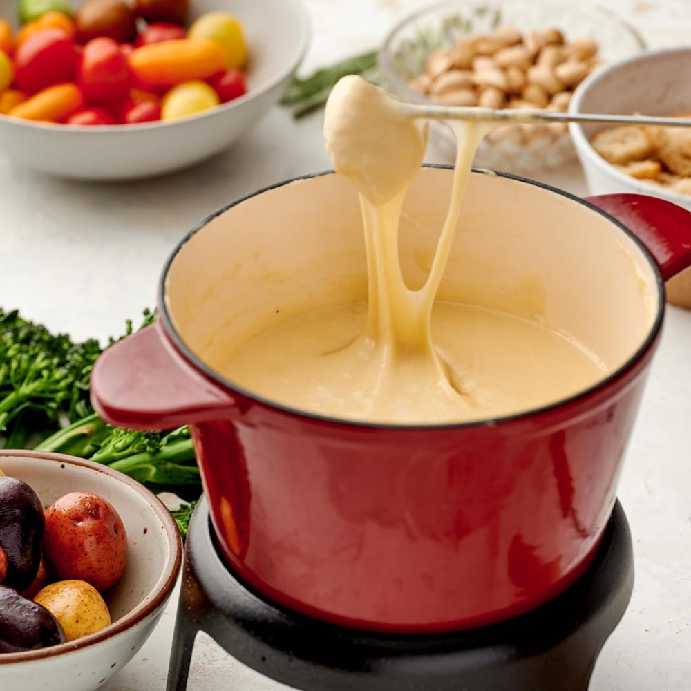 Swiss Knight fondue served in pot encouraging communal dining benefit