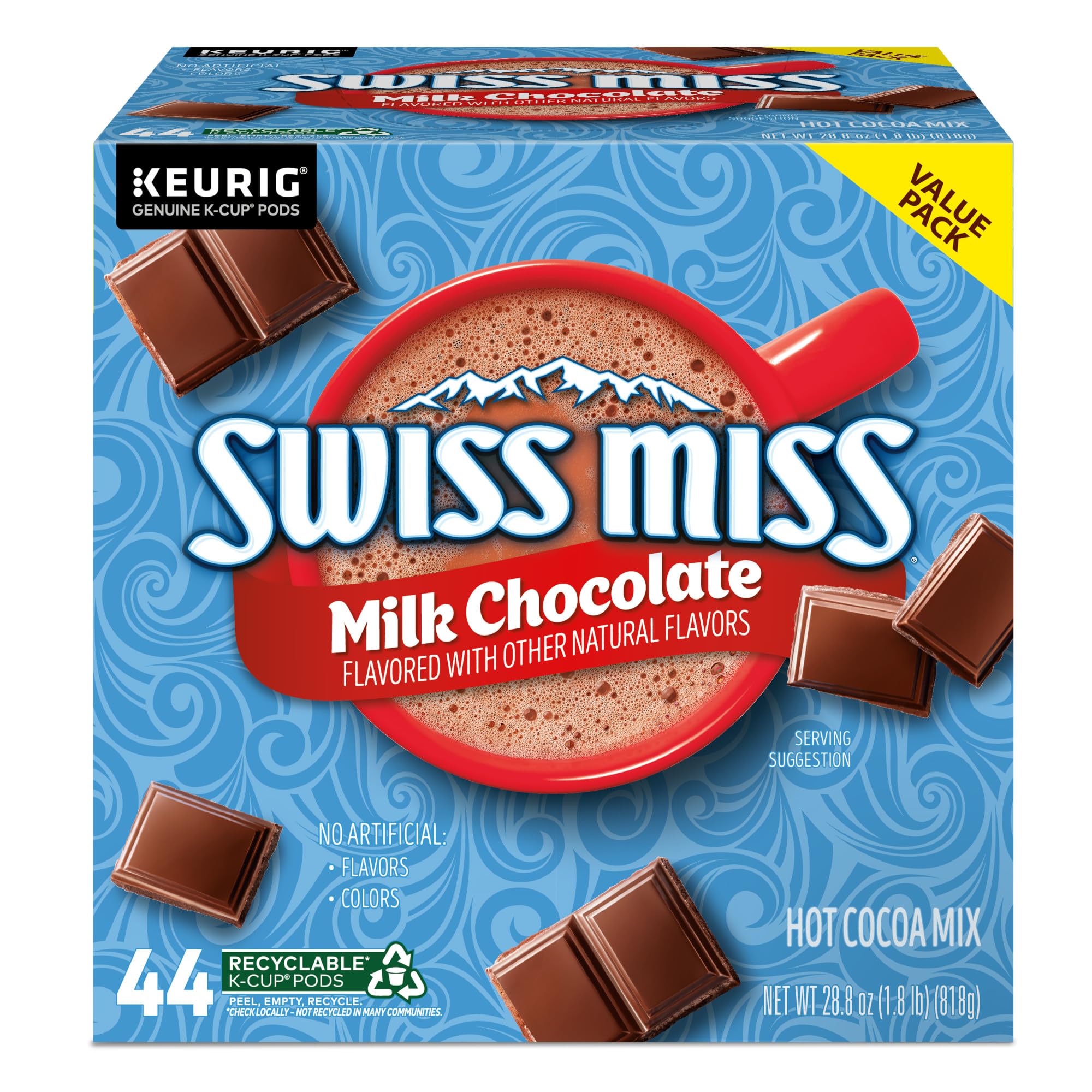 Lifestyle shot: Swiss Miss hot cocoa by fireplace for relaxing warmth