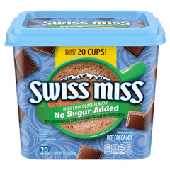 Swiss Miss front canister showing label and size for easy identification and storage