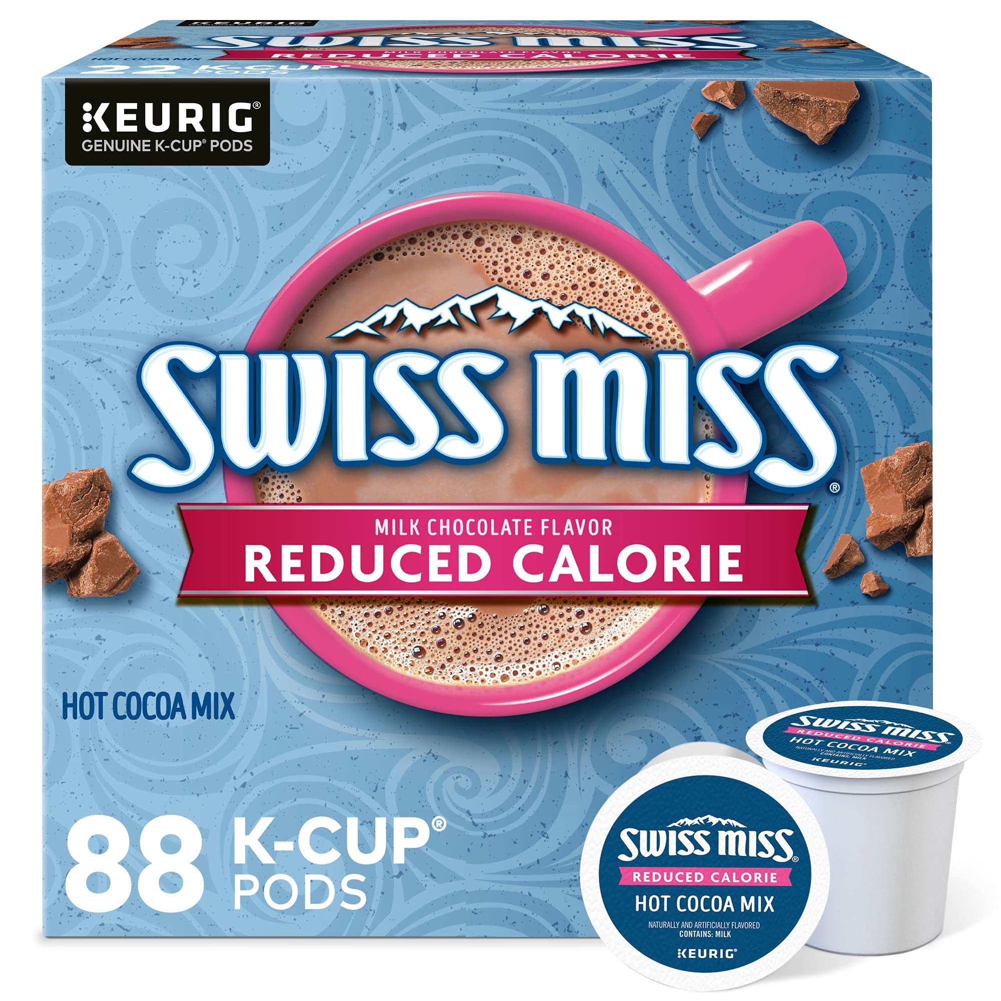 Swiss Miss front packaging showing the 88-count benefit and brand comfort