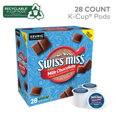 Swiss Miss K-Cup pod top view highlighting brand and easy brewing