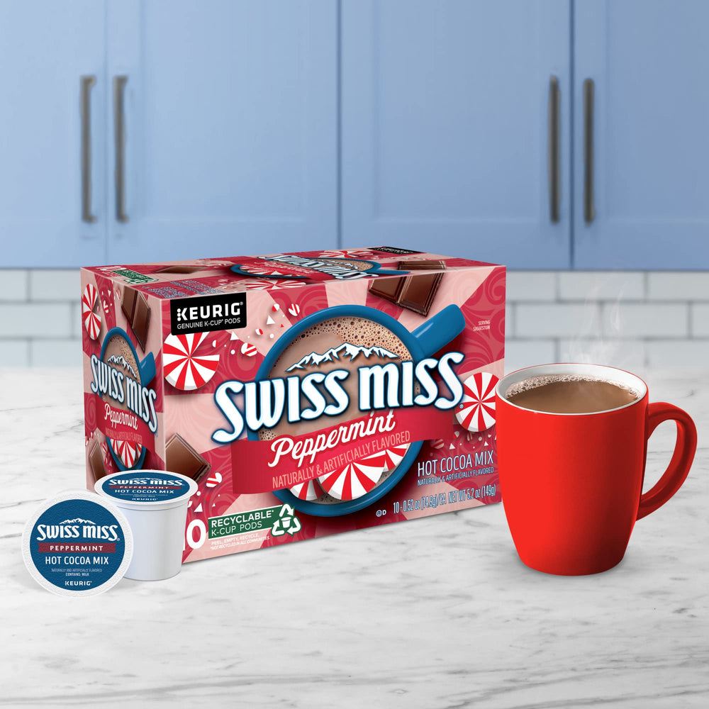 Swiss Miss K-Cup next to a ruler showing pod size and single-serve practicality